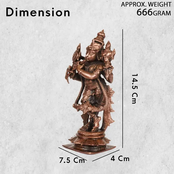 Decor_,_6_inches,_Handmade_Copper_ChaturBhuj_Krishna_Idol,_675_Grams,_Patina_Antique_Finish,_Pack_of_1_Piece